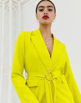 Thumbnail for your product : Club L London longline blazer dress with buckle detail in lime