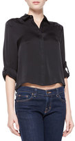 Thumbnail for your product : Alice + Olivia Sharon Cropped Button-Down Blouse