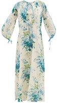 Thumbnail for your product : D'Ascoli Clarita Drawstring Floral-print Cotton Maxi Dress - Blue Print