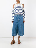 Thumbnail for your product : Sacai striped cold shoulder jumper