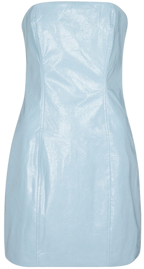 light blue leather dress