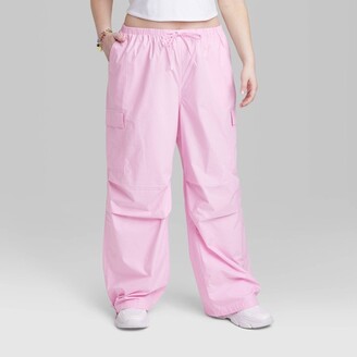 Pink Parachute Cargo Pants Low Rise