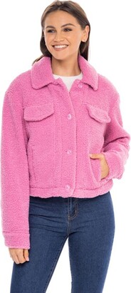 Sebby Women Contemporary Fit Long Sleeve Faux Fur Jacket - Purple Small