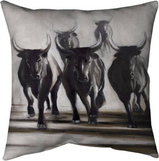 Begin Edition International Inc. Running Fierce Bulls Square Pillow