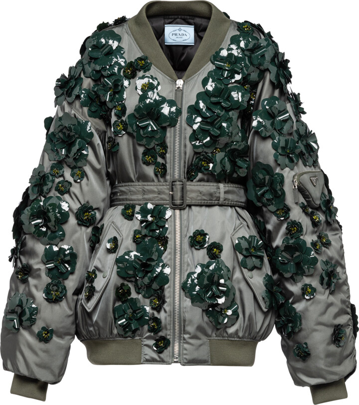 Prada Embroidered Quilted Re-nylon Bomber Jacket - ShopStyle