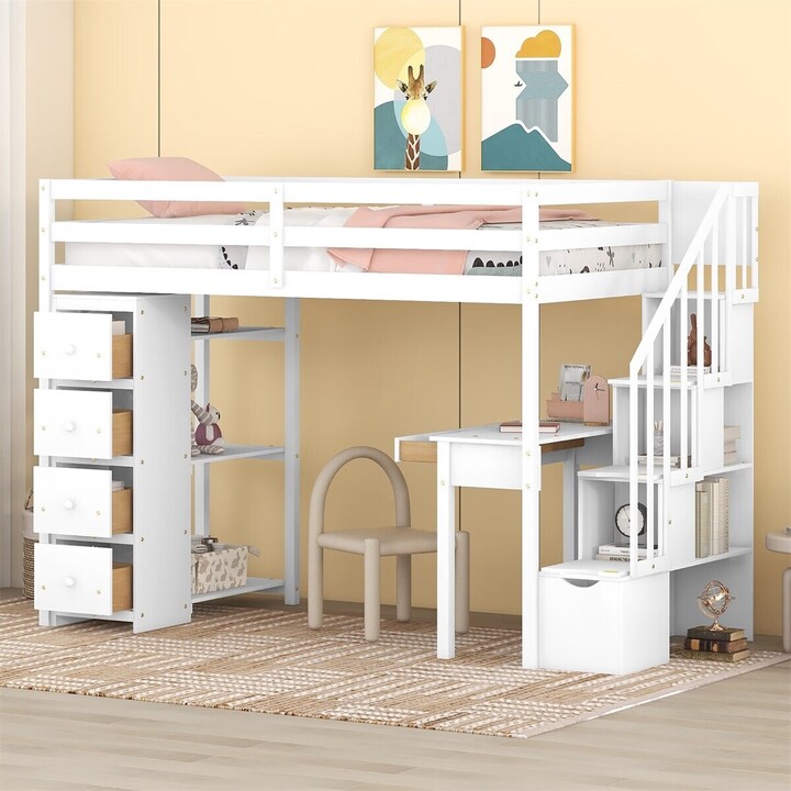 Merax Twin size Loft Bed with Storage Drawers ,Desk and Stairs ShopStyle