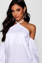 Thumbnail for your product : boohoo Halter Cold Shoulder Top