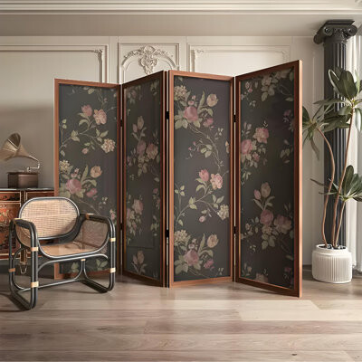 Red Barrel Studio Vintage Floral Folding Screen