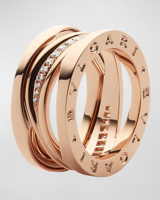 Bvlgari  18k Rose Gold 3-Band Ring with Diamonds, Size 53 - ShopStyle