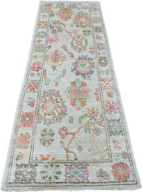2'9" x 7'11" New Hand Knotted Grey Wool Runner Oriental Rug - MOA10289963