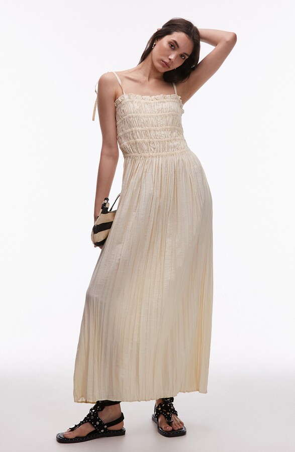 Topshop Shirred Bodice Midi Dress