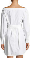 Thumbnail for your product : Frame Button-Front Long-Sleeve Belted Poplin Dress