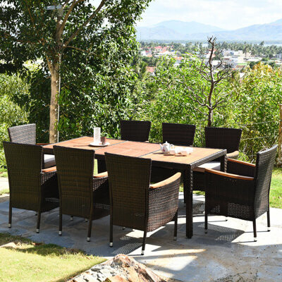 Ebern Designs Lakely 9 Piece Dining Set with Cushions
