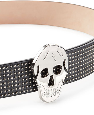 Alexander McQueen Studded Leather Belt with Skull Buckle