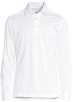 White Long Sleeve Polo Shirt With Collar - ShopStyle
