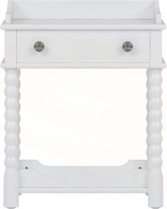 Red Barrel Studio Retro Style Nightstand with Drawer and Open Shelf Elegant Turned Legs and Metal Handle for Timeless Bedroom Charm