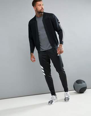 adidas Training icon knit bomber jacket in black b46993