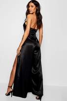 Thumbnail for your product : boohoo Satin Chain Split Leg Strappy Jumpsuit