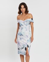 Thumbnail for your product : Montique - Women's Neutrals Off the Shoulder Dresses - Maria Printed Scuba Dress - Size One Size, 14 at The Iconic