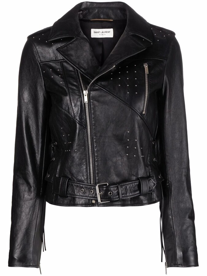 Ladies Biker Leather Jacket Black 'Skull Studded' Rock Fashion Gothic 2740