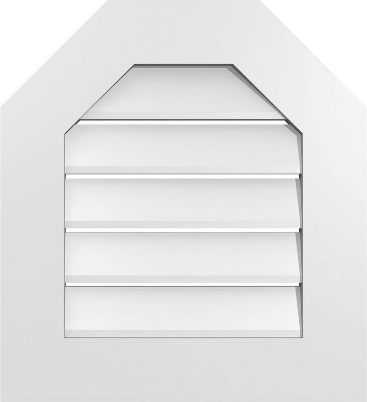 20 in. x 22 in. Octagonal Top Surface Mount PVC Gable Vent: Functional with Standard Frame