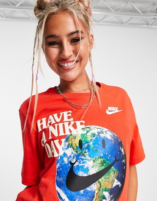 Nike Statement 'Have A Day' logo boyfriend t-shirt in red - ShopStyle