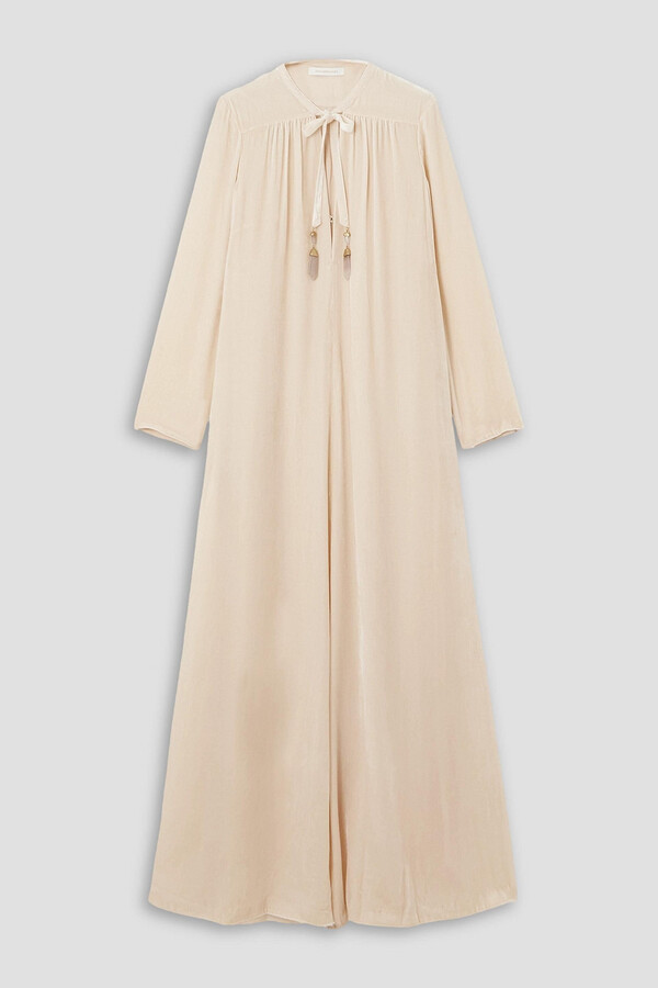 Lyrical bead-embellished velvet maxi dress