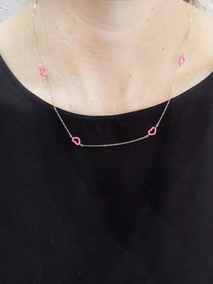 Jordan Askill Pink Glitter Enamel Multi-Heart Necklace