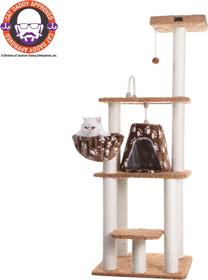 Brown Carpet Real Wood Cat Furniture, Pressed Wood Kitty Tower ShopStyle