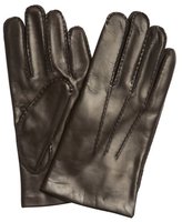 Thumbnail for your product : Portolano chocolate brown nappa leather seamed detail cashmere lined gloves