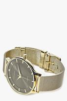 Thumbnail for your product : boohoo Kara Contrast Face Mesh Metal Strap Watch
