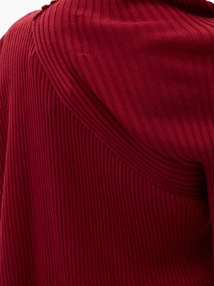 Marques Almeida Asymmetric Draped Ribbed Wool Sweater - Burgundy
