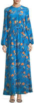 Thumbnail for your product : Diane von Furstenberg Long-Sleeve Crewneck Floor-length Silk Dress