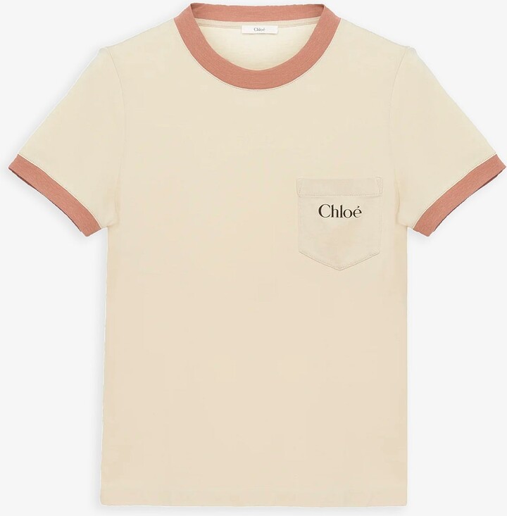Chloé Blossom beige cotton logo t-shirt