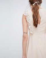 Thumbnail for your product : ASOS Design DESIGN Mini Skater Dress With Embellished Frill Sleeves