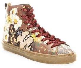 Coach Floral Leather High-Top Sneakers
