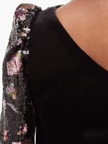 Thumbnail for your product : Self-Portrait One-shoulder Floral-sequinned Velvet Mini Dress - Black Multi