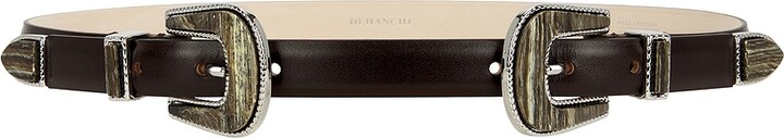 DEHANCHE Travertine Double Buckle Belt in Brown