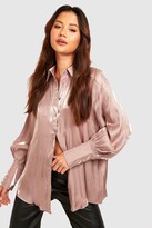 Thumbnail for your product : boohoo Petite Shimmer Deep Cuff Shirt