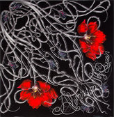 Thumbnail for your product : Alexander McQueen Black Tulips & Thorns Chiffon Scarf