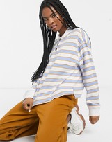 Thumbnail for your product : Monki stripe polo neck top in blue
