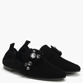Kennel + Schmenger Turner Black Suede Jewelled Bow Loafers