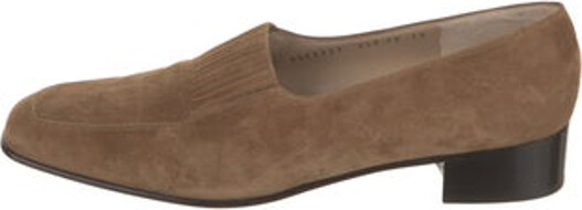 Ferragamo Suede Pumps Brown Leather Trim Square-Toes Includes Box & Dust Bag