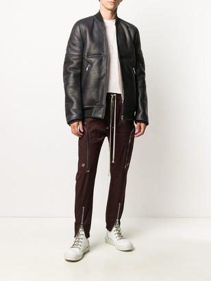 Rick Owens Ribbed-Trimmed Leather Jacket