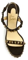 Thumbnail for your product : Christian Louboutin Cataclou 120 Studded Suede Espadrille Platform Wedge Sandals
