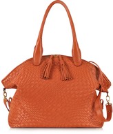 Thumbnail for your product : Forzieri Orange Woven Leather Bowler Bag