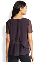 Thumbnail for your product : Rebecca Taylor Chain-Trimmed Double-Tier Chiffon Top