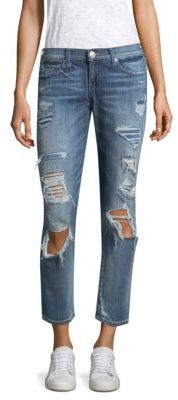 True Religion Ripped Mid-Rise Straight Leg Jeans