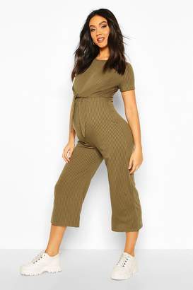 boohoo Maternity Tie Front Lounge Jumpsuit