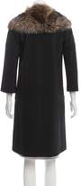 Thumbnail for your product : Vera Wang Fur-Trimmed Knee-Length Coat